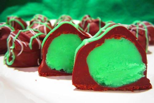 Chocolate Truffles with Green Middles